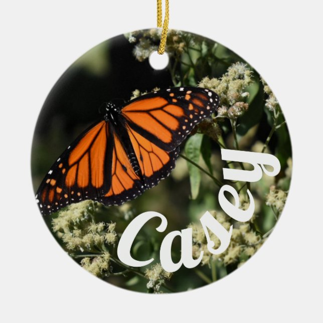 Personalisiertes Orange Monarch Butterfly Nature F Keramik Ornament (Vorne)