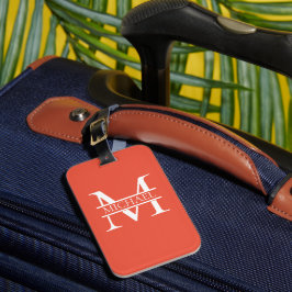 Personalisiertes Orange Monogramm und Name Gepäckanhänger