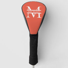Personalisiertes Orange Monogramm und Name Golf Headcover