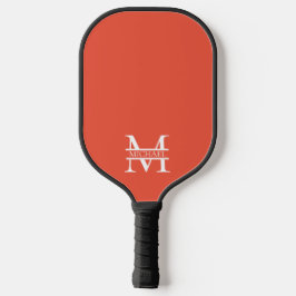 Personalisiertes Orange Monogramm und Name Pickleball Schläger