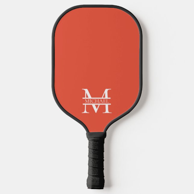 Personalisiertes Orange Monogramm und Name Pickleball Schläger (Rückseite)