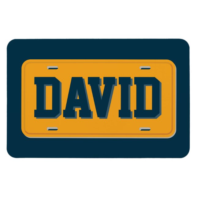 Personalisiertes Orange- und Navy-Blue-Lizenzschil Magnet (Horizontal)
