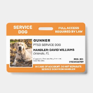 Personalisiertes Orange White Service Dog Foto Ausweis