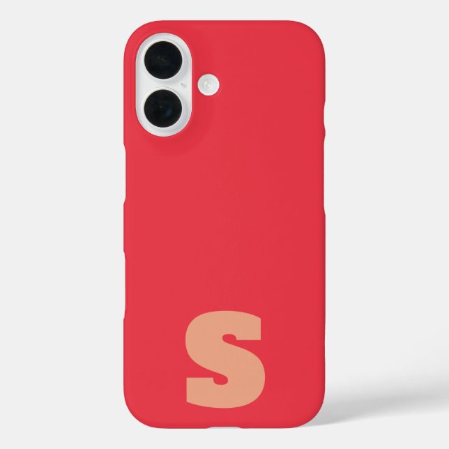 Personalisiertes orangefarbenes initiales iPhone / 16 Hülle (Rückseite)