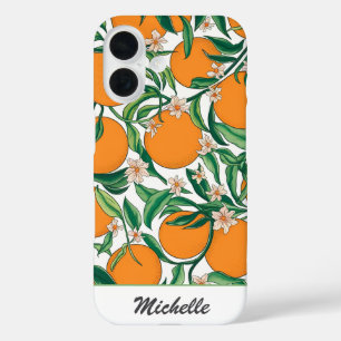 Personalisiertes Orangen Zitrusfrüchte Blumenmuste iPhone 16 Hülle