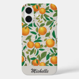 Personalisiertes Orangen Zitrusfrüchte Blumenmuste iPhone 16 Hülle