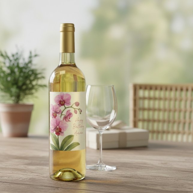 Personalisiertes Orchideen-Blumen-Weinetikett Weinetikett (Von Creator hochgeladen)