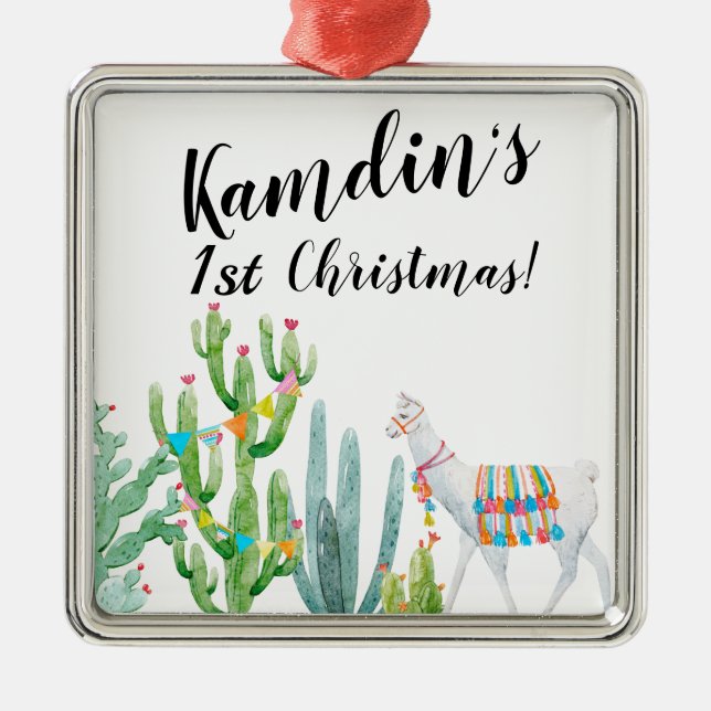 Personalisiertes Ornament Boho Llama Bohemisch Cac Aus Metall (Vorne)
