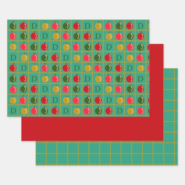Personalisiertes Ornamental-Bingo-Venezianisch Rot Geschenkpapier Set (Set)