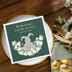 Personalisiertes Ostereier-Such-Brunch-Hase-Blumen Serviette