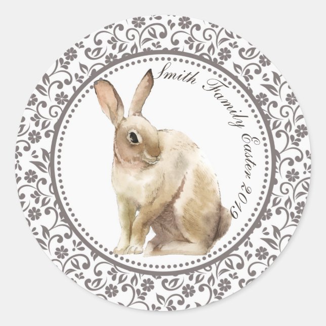 Personalisiertes Osterkaninchen Runder Aufkleber (Vorderseite)