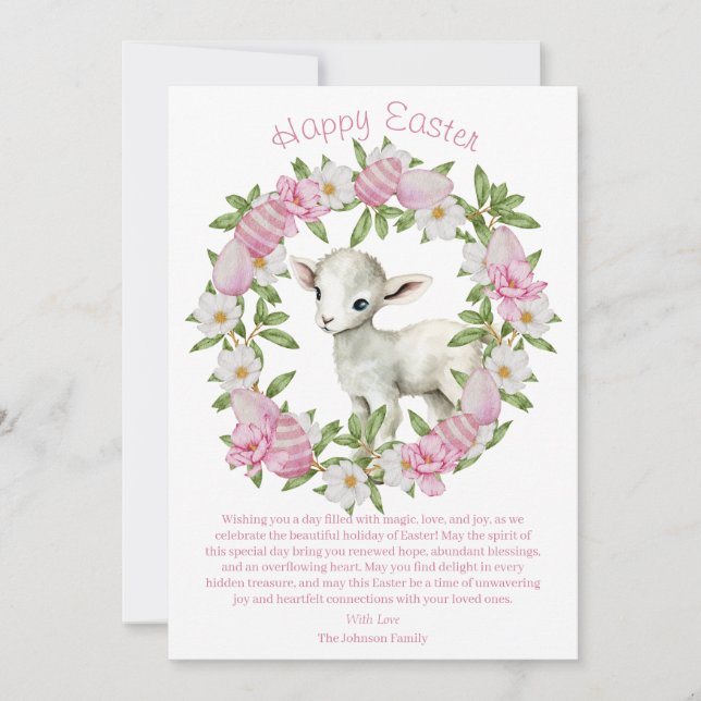 Personalisiertes Osterlamm Feiertagskarte (Vorderseite)