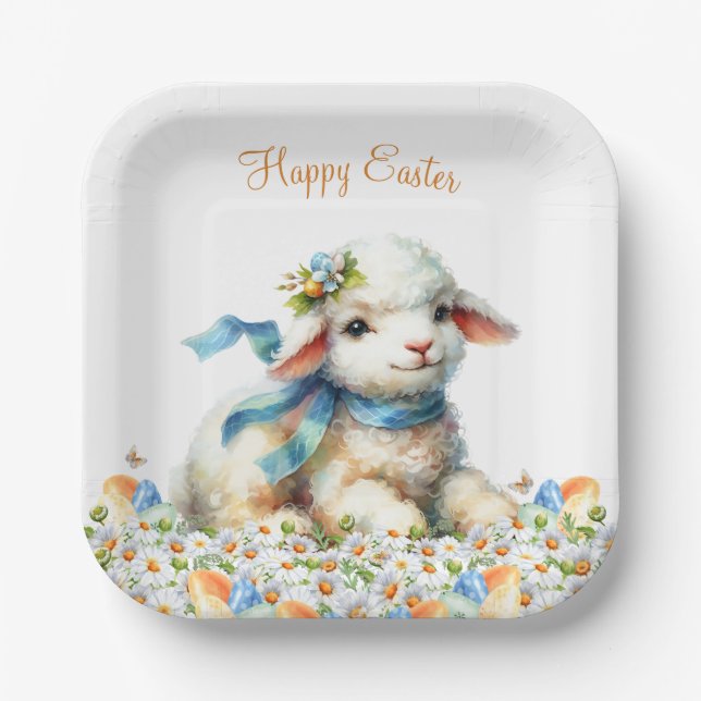 Personalisiertes Osterlamm Pappteller (Vorderseite)