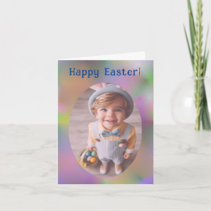 Personalisiertes Oval Foto Elegantes Rainbow Oster Feiertagskarte
