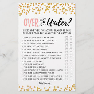 Personalisiertes Over-oder Under-Brautparty-Spiel