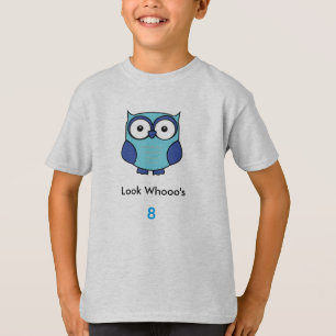 Personalisiertes Owl Birthday Blue mit Namensalter T-Shirt