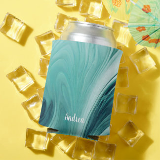 Personalisiertes Ozeanwellen-Teal-Marmor Dosenkühler