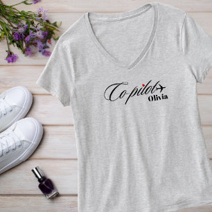 Personalisiertes Paar Co-Pilot & Flugzeug T-Shirt