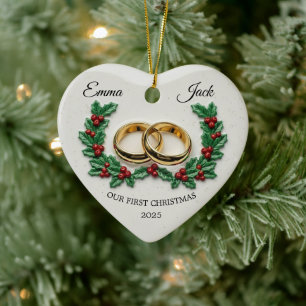 Personalisiertes Paar Frohe und Verheiratete Foto  Keramik Ornament