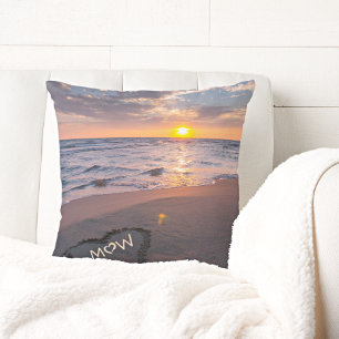 Personalisiertes Paar-Strand-Sonnenuntergang-Herz- Kissen