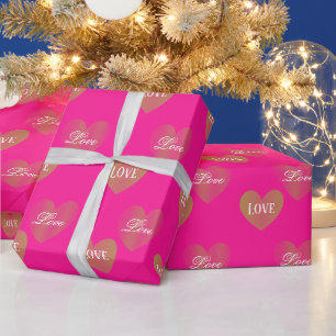 Personalisiertes Paar zwei Mal goldene Herzen, tie Geschenkpapier