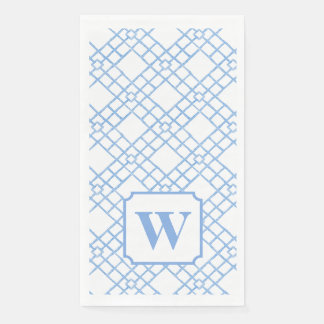 Personalisiertes Palm Beach Blaues Gitter-Monogram Serviette