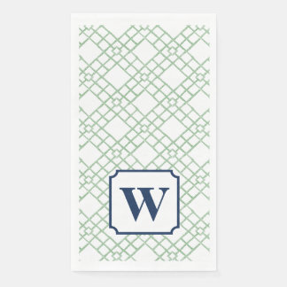 Personalisiertes Palm Beach Grünes Gitter-Monogram Serviette