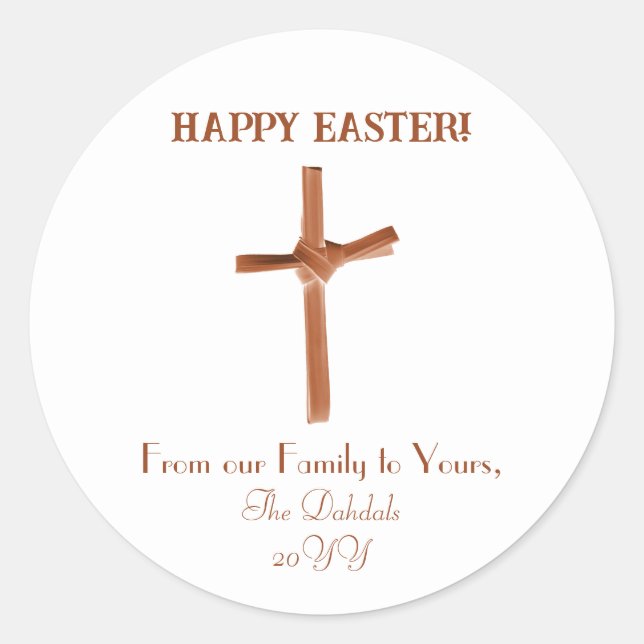 Personalisiertes Palm Cross Happy Ostercognac Whit Runder Aufkleber (Vorderseite)