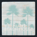 Personalisiertes Palme-Strand-Haus Steinuntersetzer<br><div class="desc">Palme auf Strandhaus-Untersetzer des rustikalen hölzernen Entwurfs personalisierten. Fertigen Sie mit Ihren Nachnamen besonders an. Wenn Sie unterschiedliche Benennung hinzugefügt diesem Entwurf möchten,  fühlen Sie sich frei,  mit mir durch meinen Speicher in Verbindung zu treten.</div>