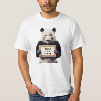 Personalisiertes Panda Bear Holding Sign T-Shirt