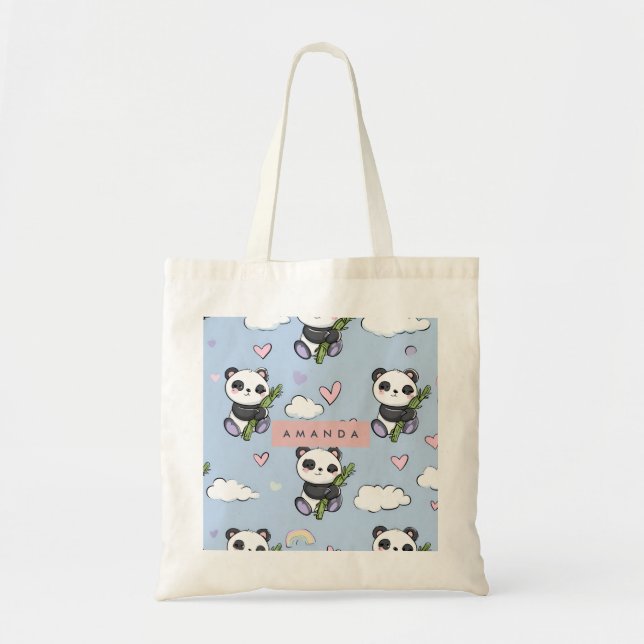 Personalisiertes Panda-Muster Tragetasche (Vorne)