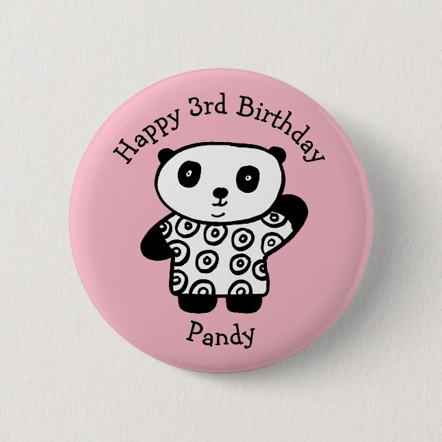 Personalisiertes Pandy Panda-alles Gute zum Button (Vorderseite)