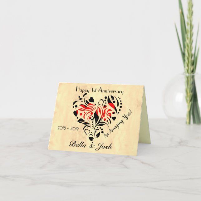 Personalisiertes Paper Wedding 1. Jubiläum Karte (Vorderseite)