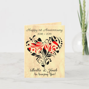 Personalisiertes Papier Hochzeit 1. Jubiläum Karte