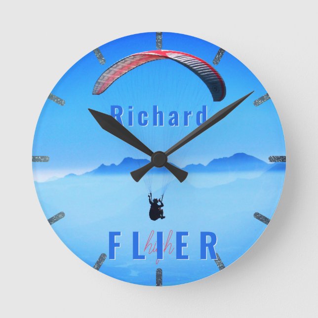 Personalisiertes Paraglider-Foto Runde Wanduhr (Vorderseite)