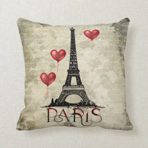 Personalisiertes Paris, Eiffel-Turm und rote Ballo Kissen