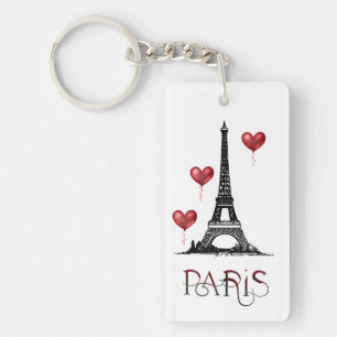 Personalisiertes Paris, Eiffel-Turm und rote Ballo Schlüsselanhänger