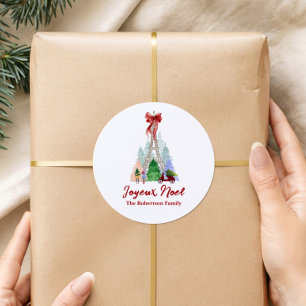 Personalisiertes Paris Eiffelturm Weihnachtsfest Runder Aufkleber