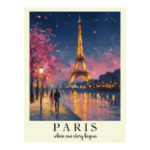 Personalisiertes Paris-Nacht-Wandkunstposter 