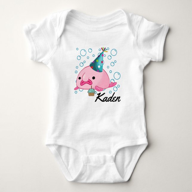 Personalisiertes Party Blobfish Baby Strampler (Vorderseite)