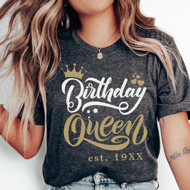 Personalisiertes Party für die Geburtstagkönigin T-Shirt (Von Creator hochgeladen)