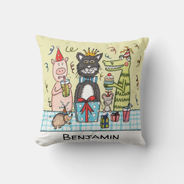 Personalisiertes Party für Kinder Square Cushion Kissen (Vorderseite)