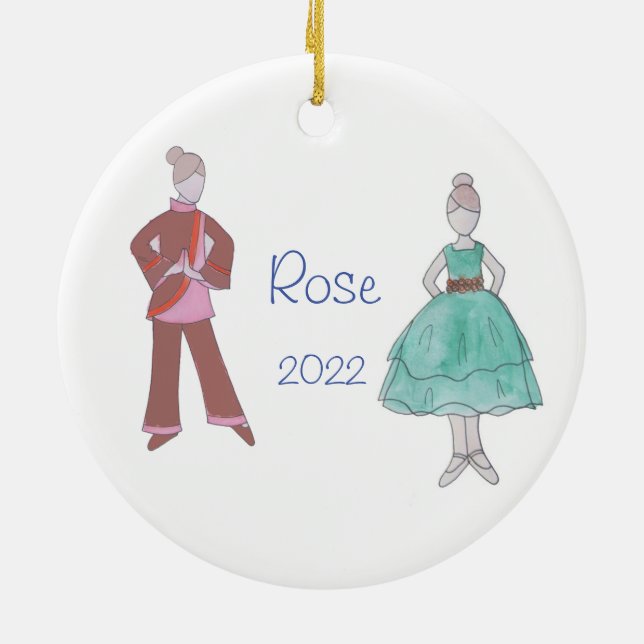 Personalisiertes Party Girl/Chinese Tee Nutcracker Keramik Ornament (Hinten)