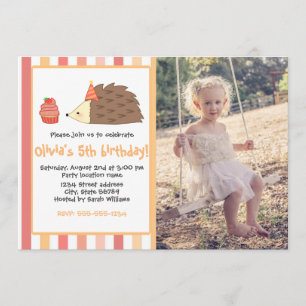Personalisiertes Party Igel und Cupcake Einladung