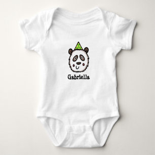 Personalisiertes Party Panda mit einem Party-Hut Baby Strampler