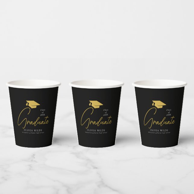 Personalisiertes Party Ready 8oz Black Grad Pappbecher (Multi)
