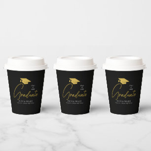 Personalisiertes Party Ready 8oz Black Grad Pappbecher