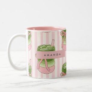Personalisiertes Pastel Matcha Cups-Muster Zweifarbige Tasse