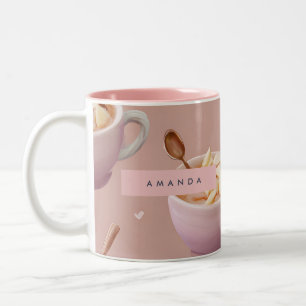 Personalisiertes Pastell Apfel-Zimt-Tee-Muster Zweifarbige Tasse