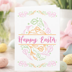 Personalisiertes Pastell-Blumen-Oster-Ei Frohe Ost Karte